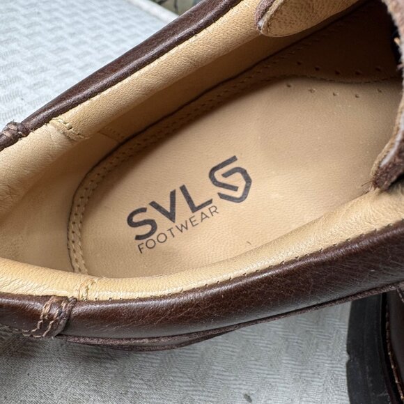 Mens SVL Footwear Size 9.5 Brown Leather Oxford Captoe Dress Shoes main image 5